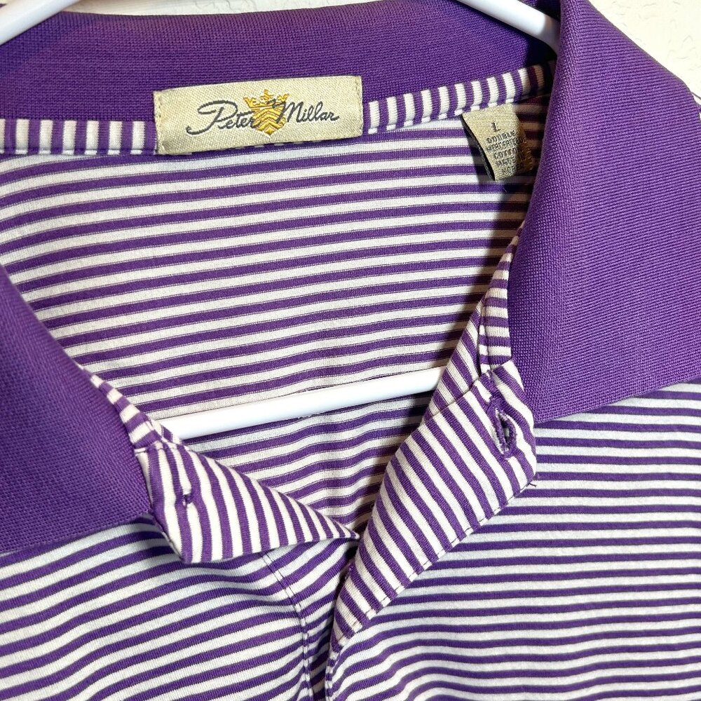 Peter Millar Double Mercerized Cotton Polo - Purple Striped